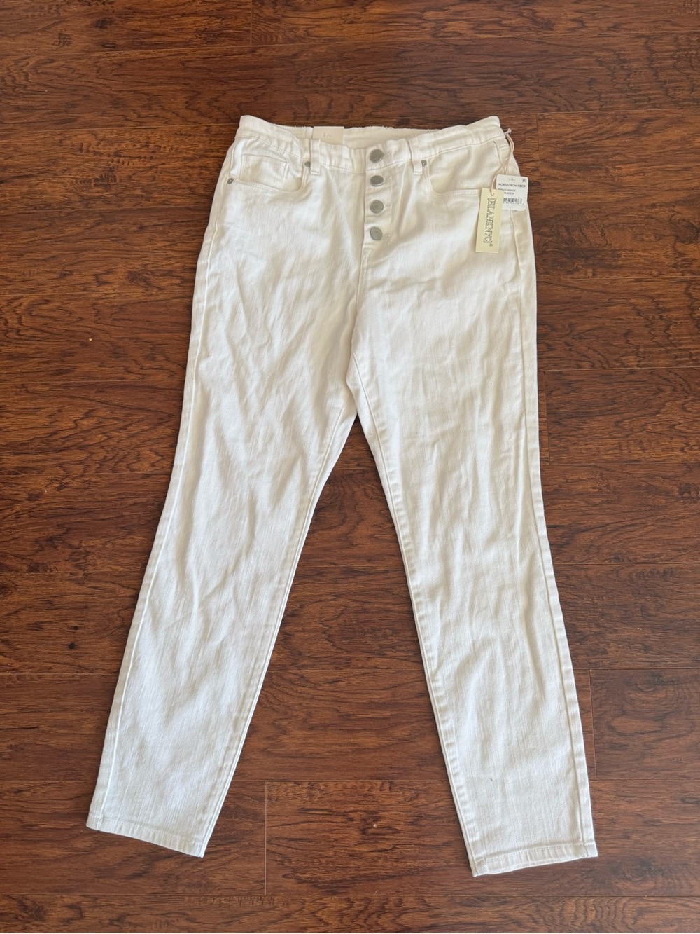 Blank NYC White High-Rise Button-Fly Skinny Jeans